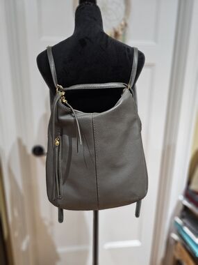 HOBO Gray Leather Hobo MERRIN Backpack OR Shoulder Bag